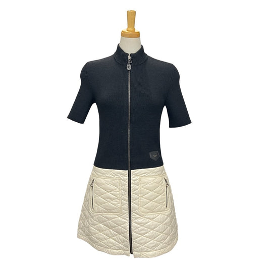 LOUIS VUITTON LOGO BICOLOR Pakaian Lengan Pendek Knit Down RW241W Dress Wool Wool Black