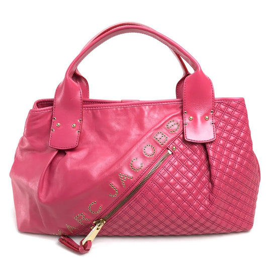 MARC JACOBS logo quilted handbag/tote bag in leather, women's, pink.
