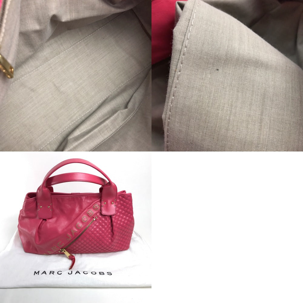 MARC JACOBS logo Quilted Bag Hand Bag Tote Bag Leather pink pink/GoldHardware Used