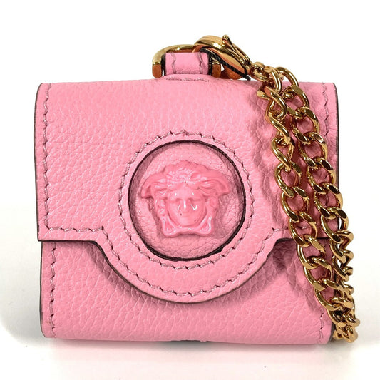 VERSACE Medusa Shoulder Bag with Chain, AirPods Earphone Case, Leather, Pink, Women's