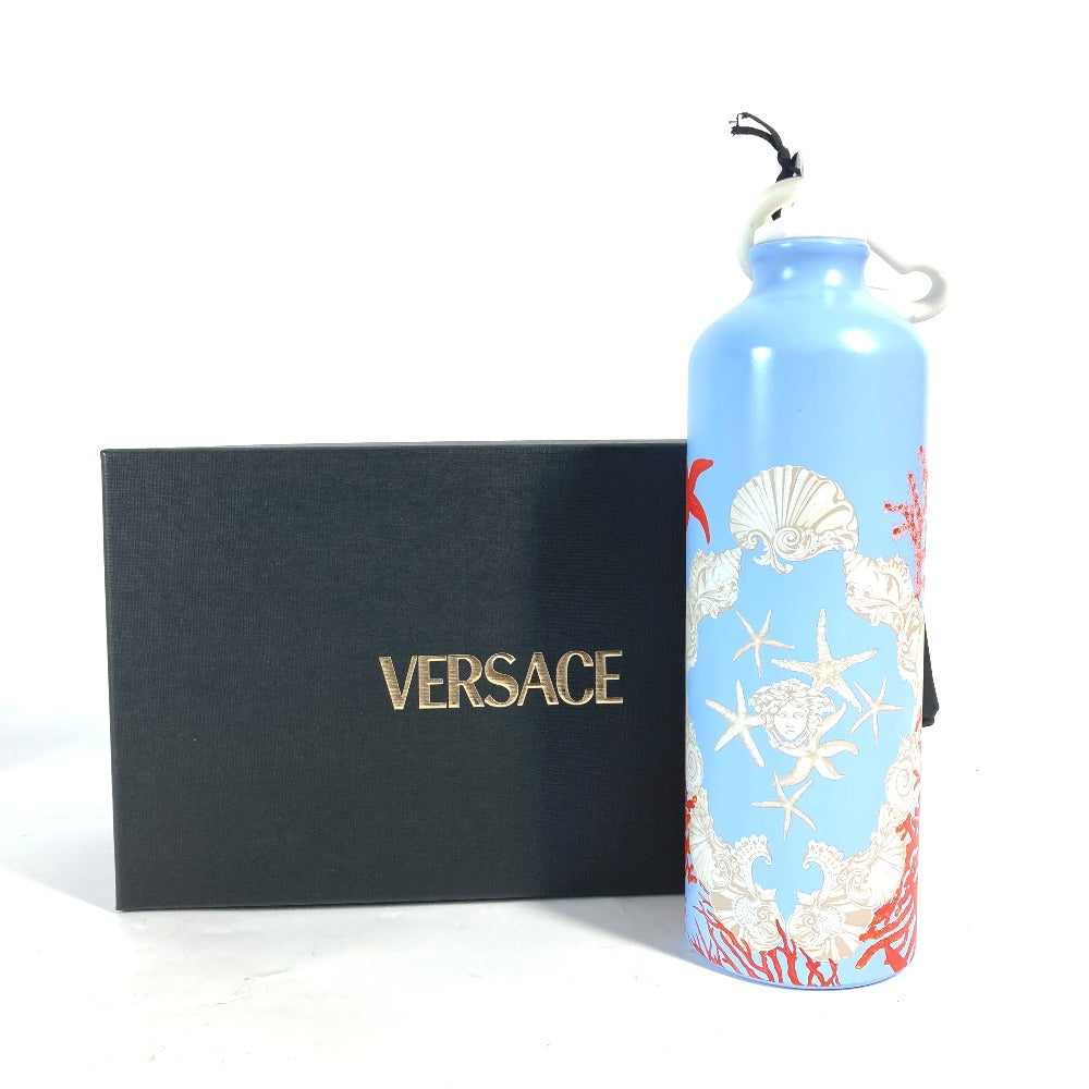 VERSACE Logo Water Bottle Tumbler, Stainless Steel, Women's, Blue