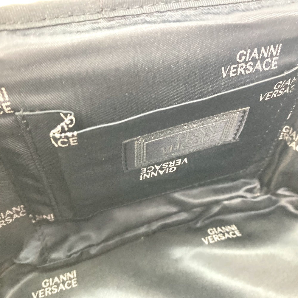 VERSACE ヴィンテージ ストライプ ミラー付き ハンドバッグ ポーチ バニティバッグ キャンバス/レザー レディース マルチカラー