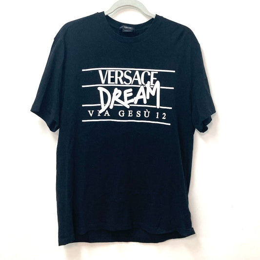 VERSACE DREAMドリーム ロゴ トップス アパレル 半袖Tシャツ コットン メンズ ブラック