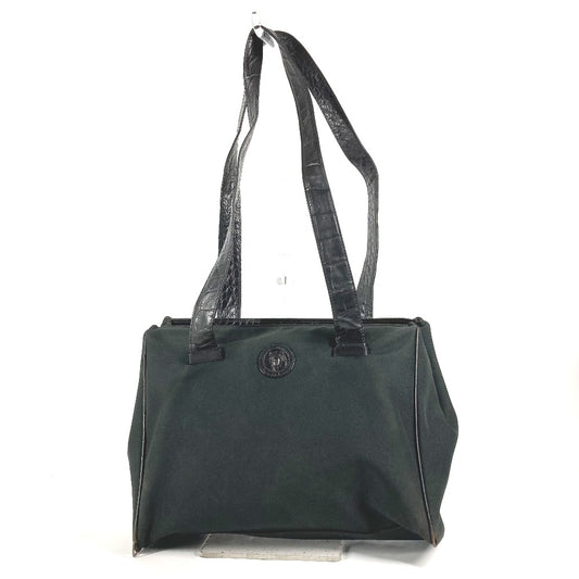 VERSACE Vintage Medusa Shoulder Bag/Tote Bag in Canvas/Leather, Black