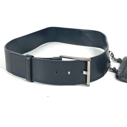 VERSACE ロゴ ベルトバッグ ベルト ポーチ付き カバン ウエストポーチ ウエストバッグ レザー ユニセックス ブラック - brandshop-reference