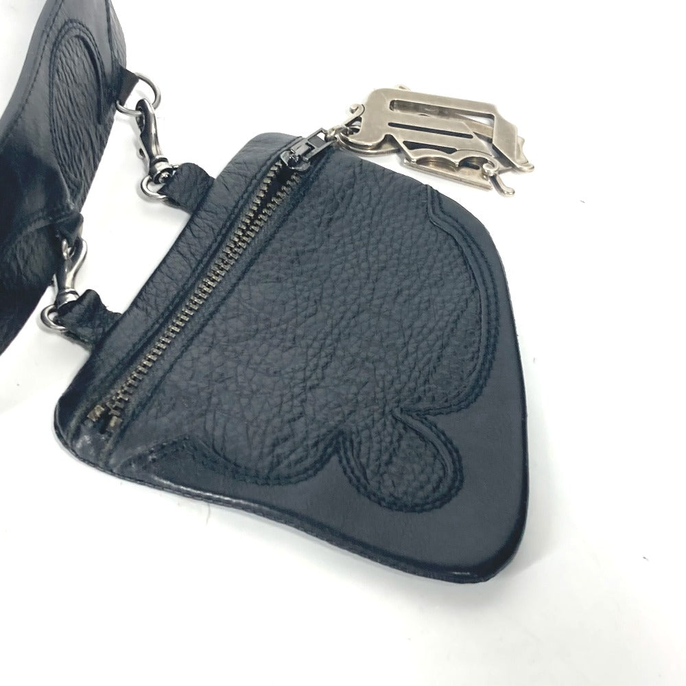 VERSACE ロゴ ベルトバッグ ベルト ポーチ付き カバン ウエストポーチ ウエストバッグ レザー ユニセックス ブラック - brandshop-reference