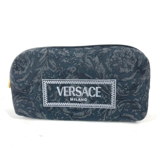 VERSACE ロゴ メイクポーチ 化粧ポーチ マルチポーチ ポーチ キャンバス レディース ブラック系 - brandshop-reference