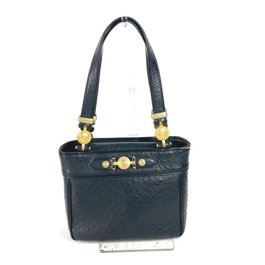 VERSACE ヴィンテージ サンバースト カバン 肩掛け トートバッグ ショルダーバッグ レザー レディース ブラック