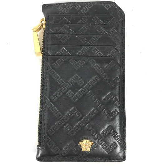 VERSACE Medusa Fragment Case Leather Coin Purse, Men's, Black