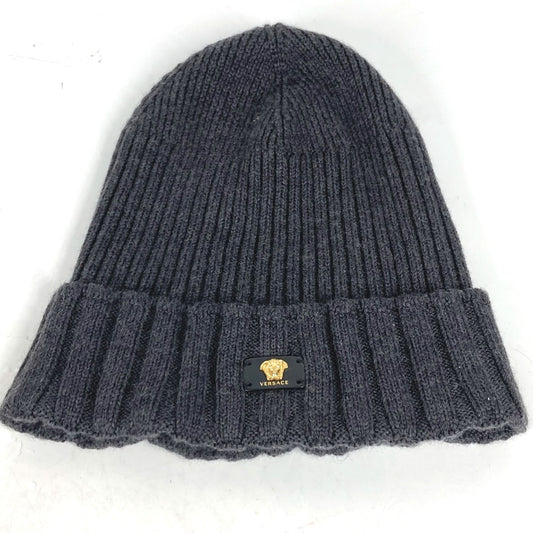 VERSACE Medusa Wool Beanie, Knit Cap, Women's, Gray