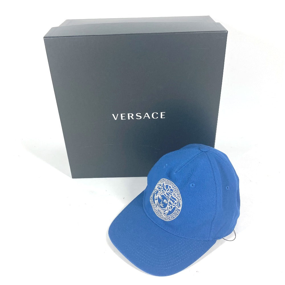VERSACE バイカラー ロゴ メデューサ 帽子 キャップ帽 ベースボール キャップ コットン ユニセックス ブルー - brandshop-reference