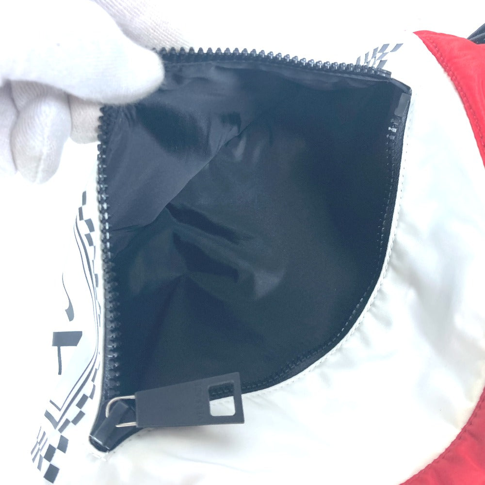 VERSACE Cross-Shoulder Bag, Waist Pouch, Belt Bag, Logo Tricolor, Nylon, Unisex, Red