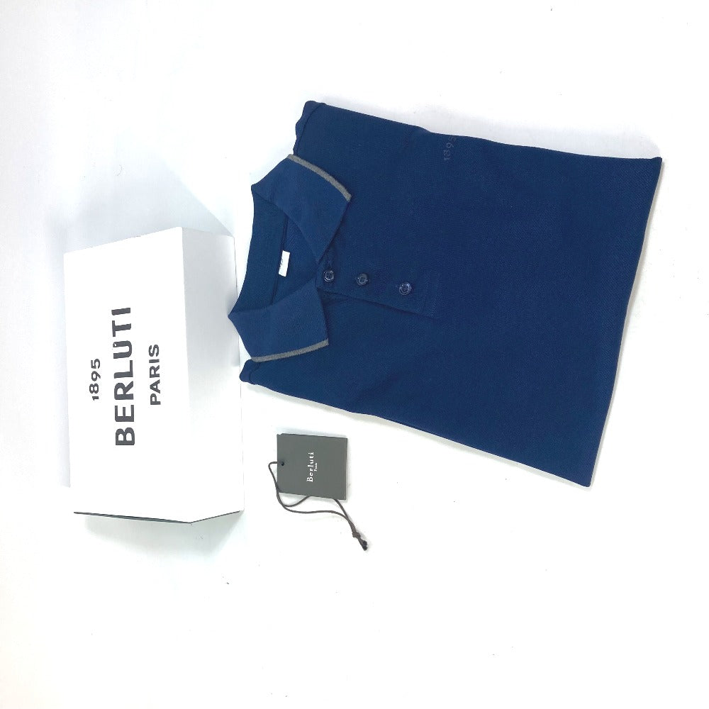 Berluti 襟つき 1895 ロゴ 半袖 トップス アパレル ポロシャツ コットン メンズ ネイビー