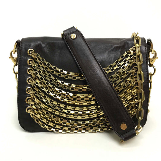 Tory Burch Mini bag pouch Stacking design Bags Crossbody Bags Shoulder Bags Chain Pochette Shoulder Bag Leather Dark brown/GoldHardware Used
