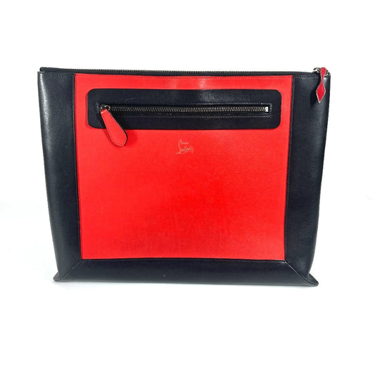 Christian Louboutin ロゴ ポーチ カバン セカンドバッグ クラッチバッグ レザー ユニセックス レッド