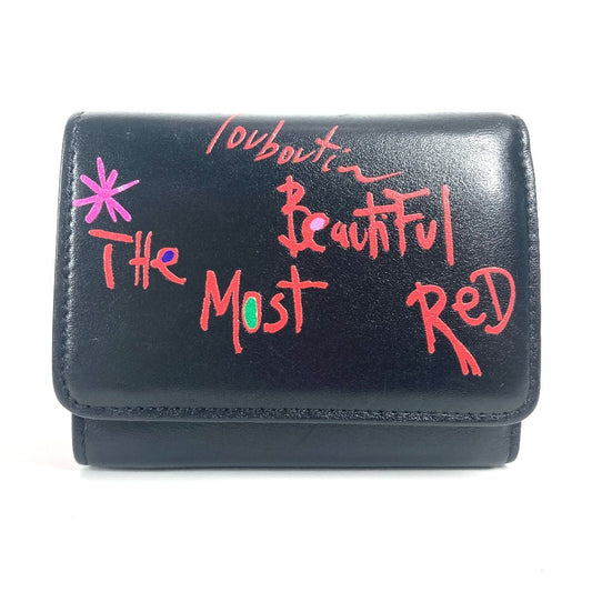 Christian Louboutin 1205105 Louboutin Compact Wallet Trifold Wallet Kulit Wanita Hitam