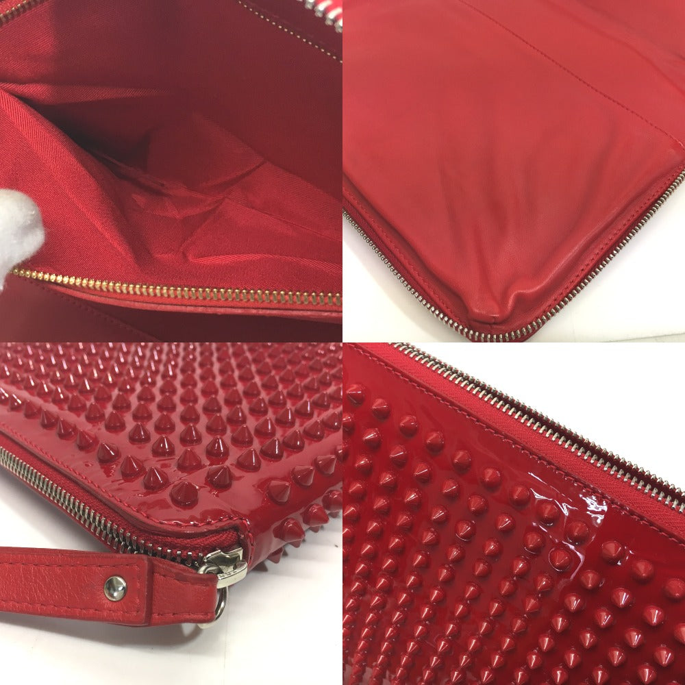 Christian Louboutin spike stud clutch bag/iPad case in patent leather/unisex red