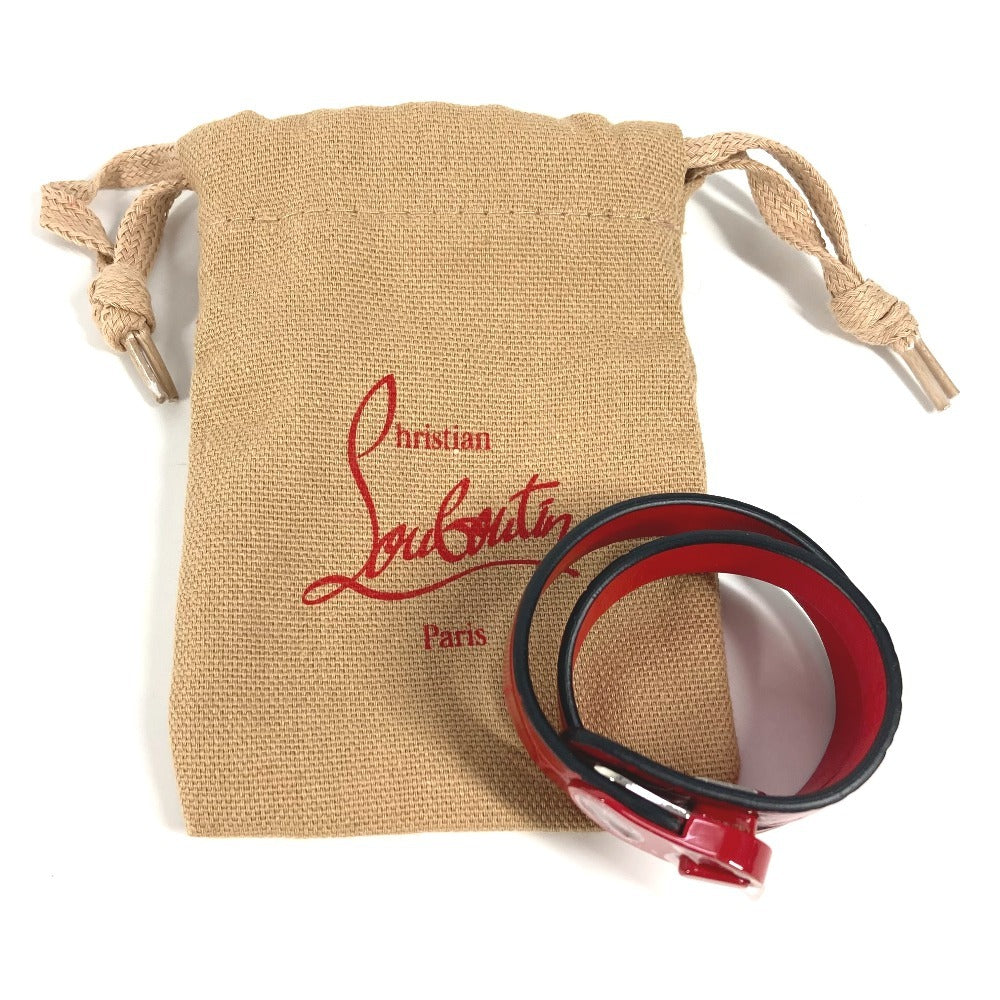 Christian Louboutin 3205169 CL Logo Double Bangle Bracelet Leather Women's Red
