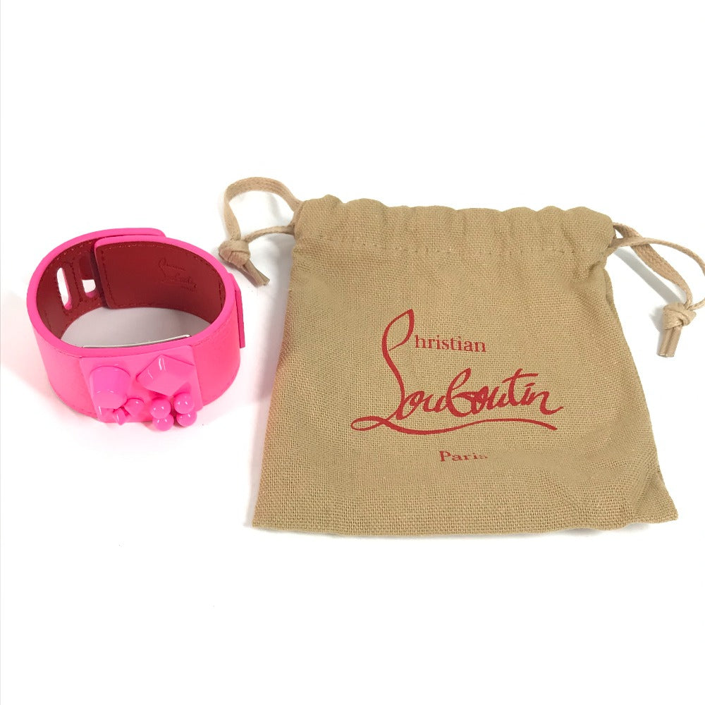 Christian Louboutin 3225023 W CARASKY Logo Bangle Bracelet, Leather, Women's, Pink