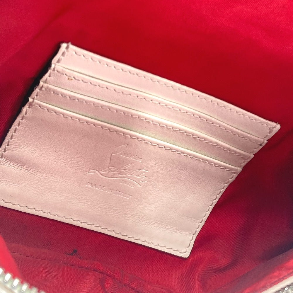 Christian Louboutin Marie Jane logo mesh belt bag, crossbody shoulder bag, and leather crossbody bag in white for unisex.