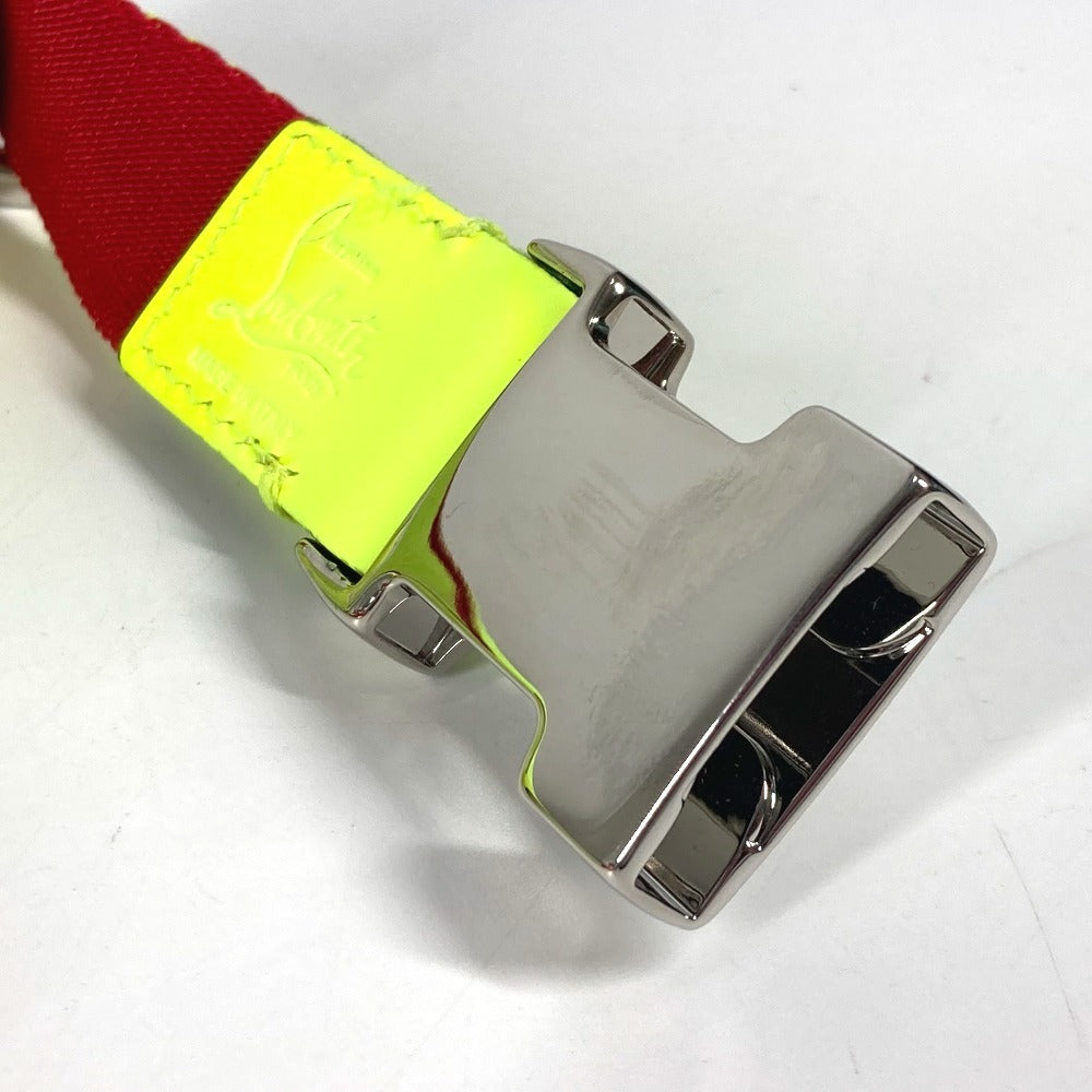 Christian Louboutin 1205286 Logo Gacha Belt, Accessory, Pants Belt, Canvas, Unisex, Neon Yellow