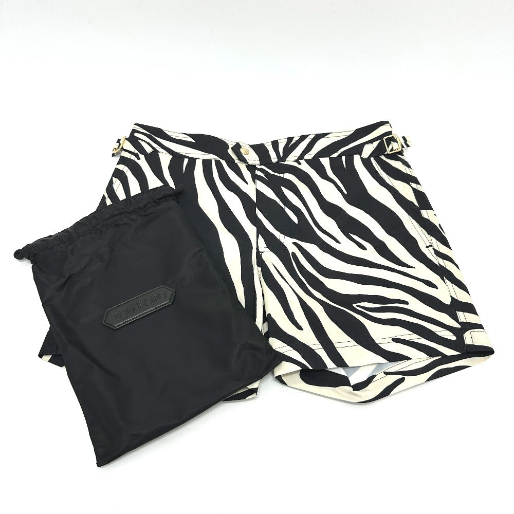 TOM FORD Men's White Zebra Swim Shorts with Pockets, Polyester Fabric