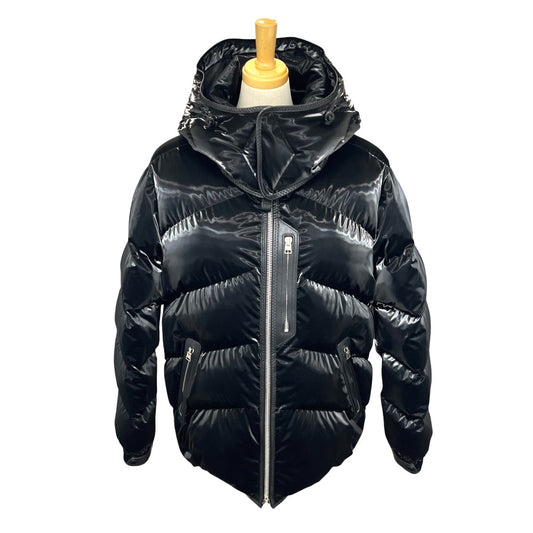 TOM FORD OJD001 FMN023F23 Men's Long Sleeve Down Jacket with Hood, Polyester, Black