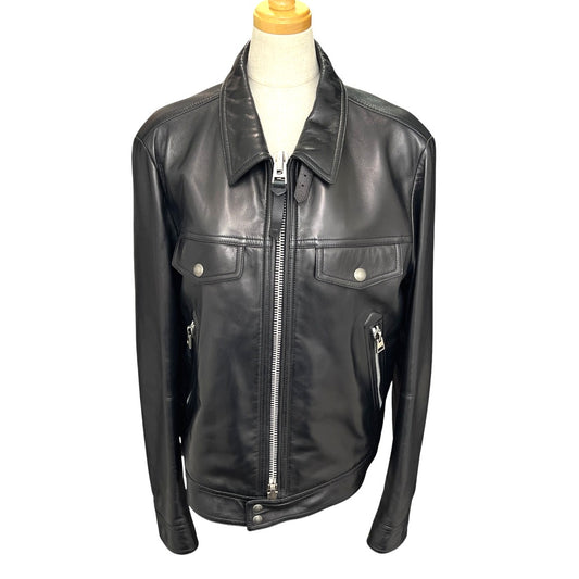 TOM FORD BA408 TFL968 Zip-Up Blouson Outerwear Rider's Jacket in Lambskin Leather, Black, Men's