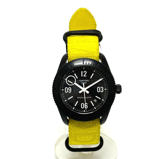 TOM FORD No.002 Ocean Plastic Sports Timepiece Automatic Wristwatch SS Black Used