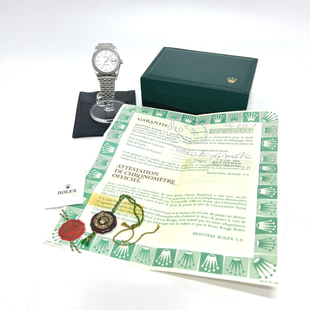 ROLEX 16220 Datejust 36 Datejust R-number Automatic Watch, Stainless Steel/White Gold, Men's, Silver