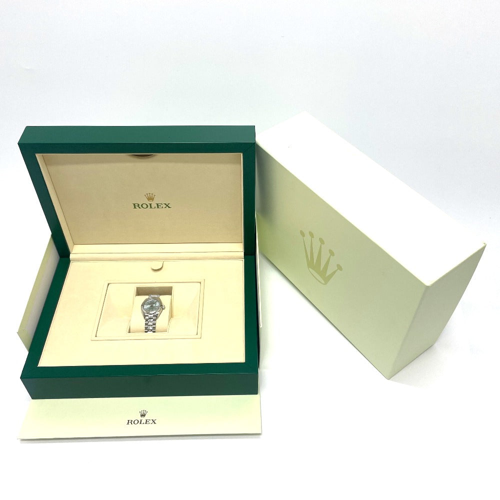 ROLEX 279166 オイスターパーペチュアル デイトジャスト 自動巻き アイスブルー ローマ文字盤 ダイヤ 腕時計 Pt950 レディース シルバー
