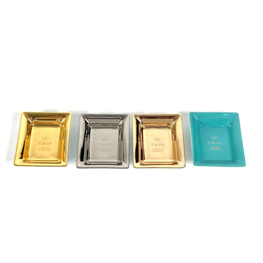 TIFFANY & Co. Ashtrays, Small Plates, Vid Poché Set of 4, Ceramic Ashtrays, Unisex, Multicolor