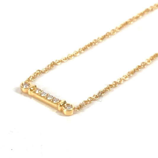 TIFFANY & Co. K18 Fleur-de-Lis Key Bar Pendant with Diamond Chain Necklace, Au750, Women's Gold