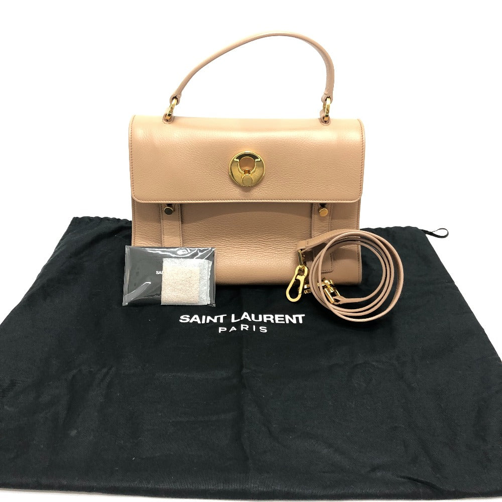 SAINT LAURENT PARIS 368229 Muse Two Handbag Shoulder Bag Leather Women's Beige