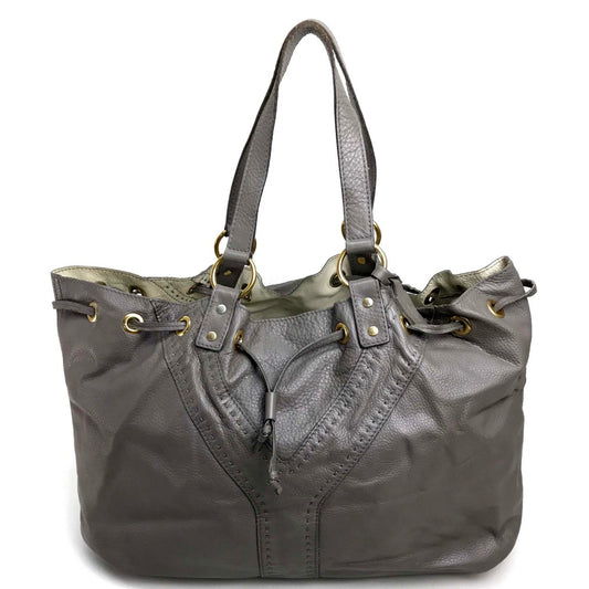 YVES SAINT LAURENT リバーシブル サックダブル カバン ショルダーバッグ トートバッグ レザー レディース チャコールグレー系