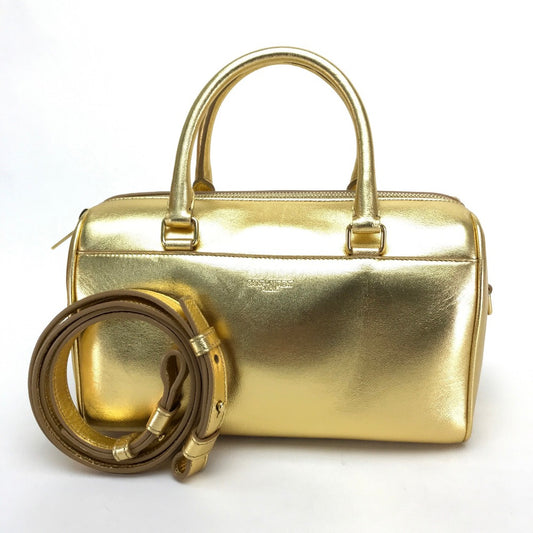 SAINT LAURENT PARIS Baby Duffle Bag, Shoulder Bag, Handbag, Leather, Women's, Gold