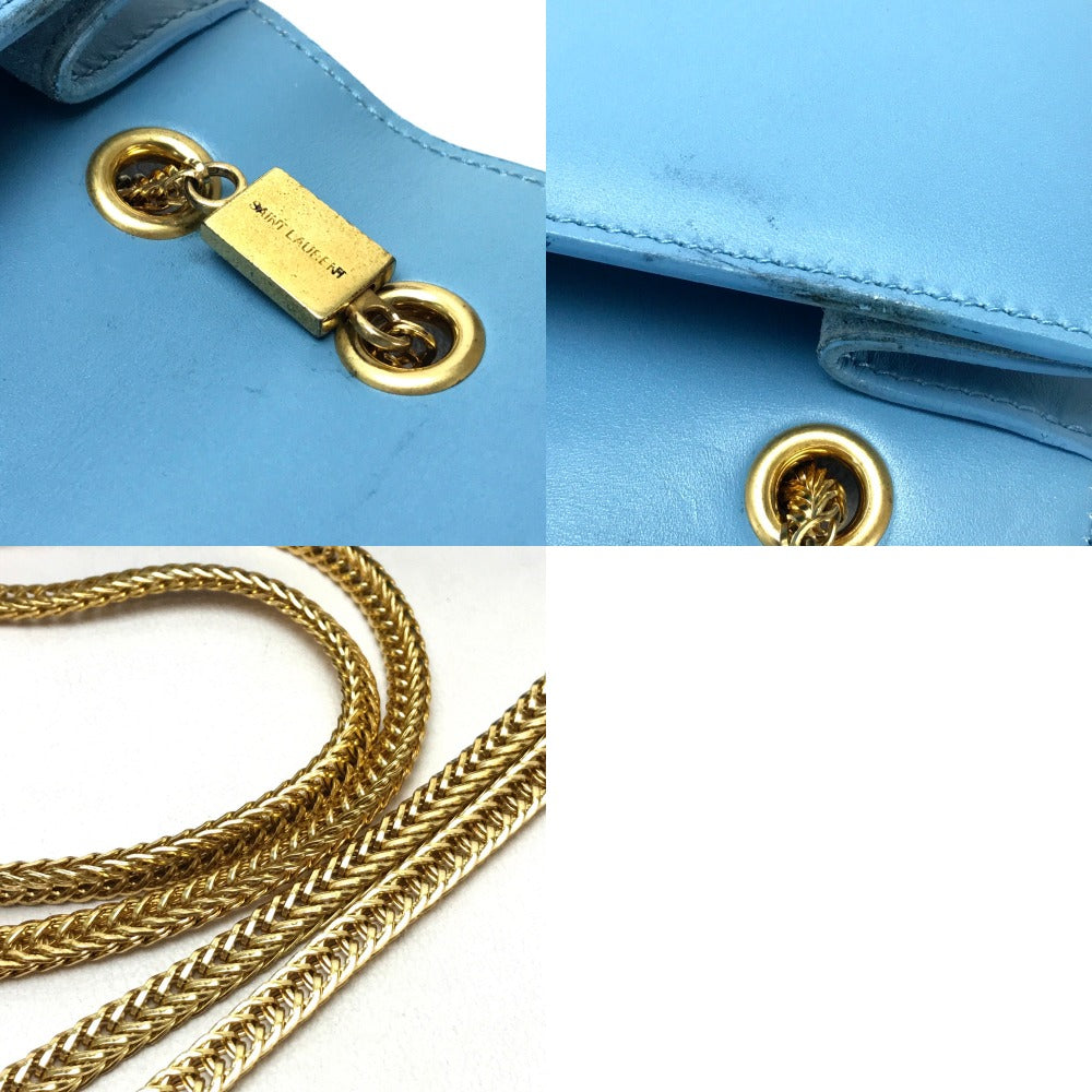 SAINT LAURENT PARIS Shoulder Bag, Crossbody Bag, Chain Clutch Bag, Leather Shoulder Bag, Women's, Sky Blue