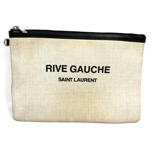 SAINT LAURENT PARIS 565722 RIVE GAUCHE Pouch Clutch Bag in Coated Canvas, Men's, Gray