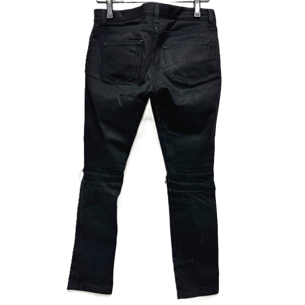 SAINT LAURENT PARIS D01 W/SK-LW クラッシュ ダメージ スキニー ジーンズ アパレル ボトムス デニムパンツ コットン レディース ブラック