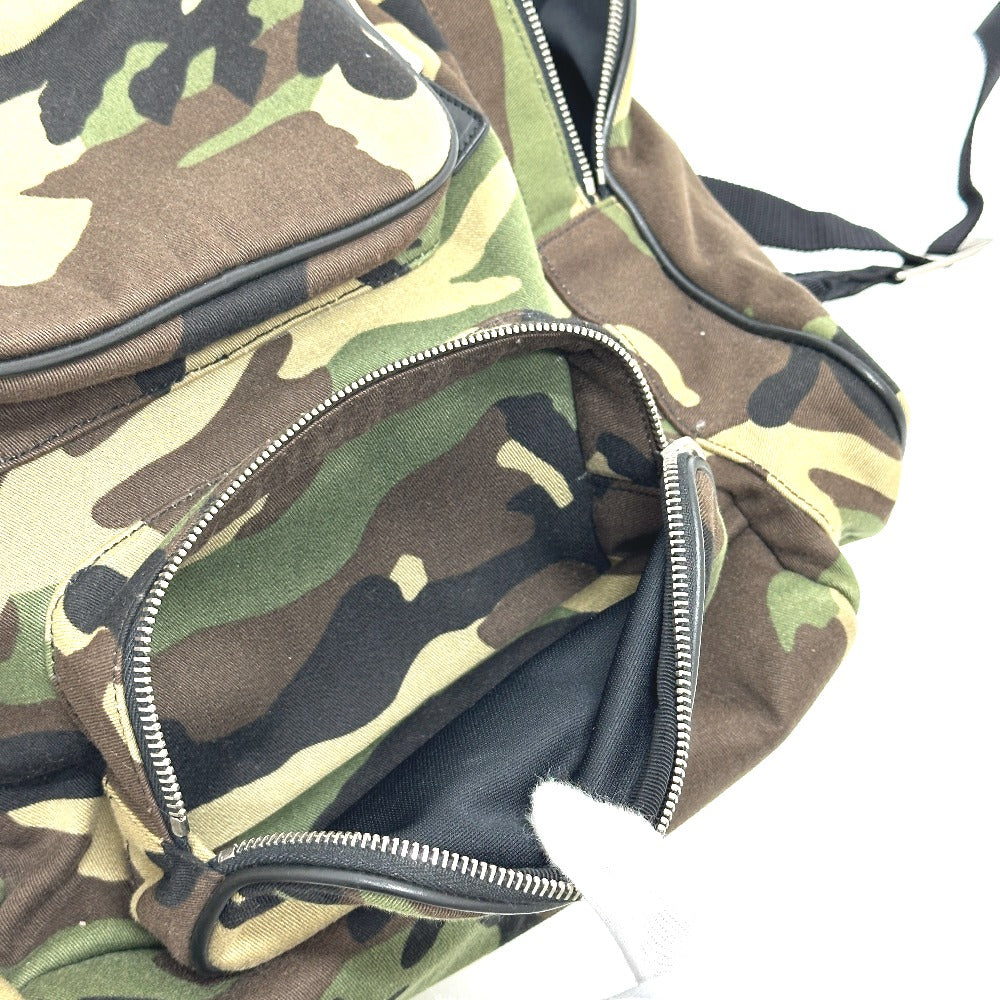 SAINT LAURENT PARIS 437110 Multi-Pocket Camouflage Camouflage Backpack Bag Rucksack Canvas/Leather Unisex Green