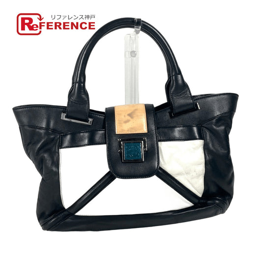 LOEWE Logo Anagram Handbag Shoulder Bag Tote Bag Leather Women's Black