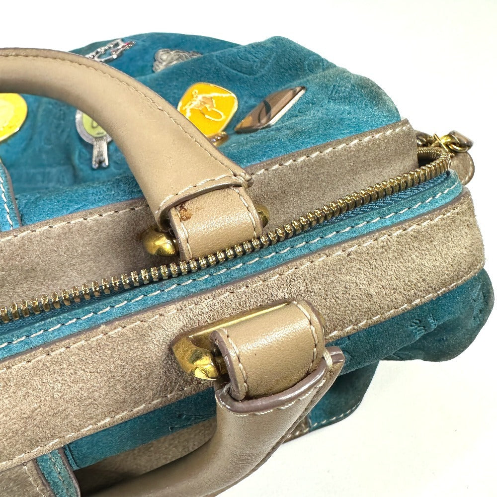 LOEWE 160th Anniversary Handbag, Tote Bag, Mini Boston Bag, Leather/Suede, Women's, Blue