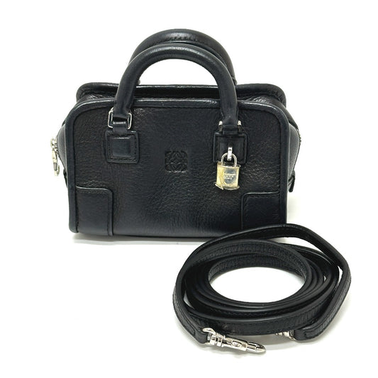LOEWE 339.79.039 Amazona Micro Mini 2-Way Shoulder Bag, Leather, Black, Women's