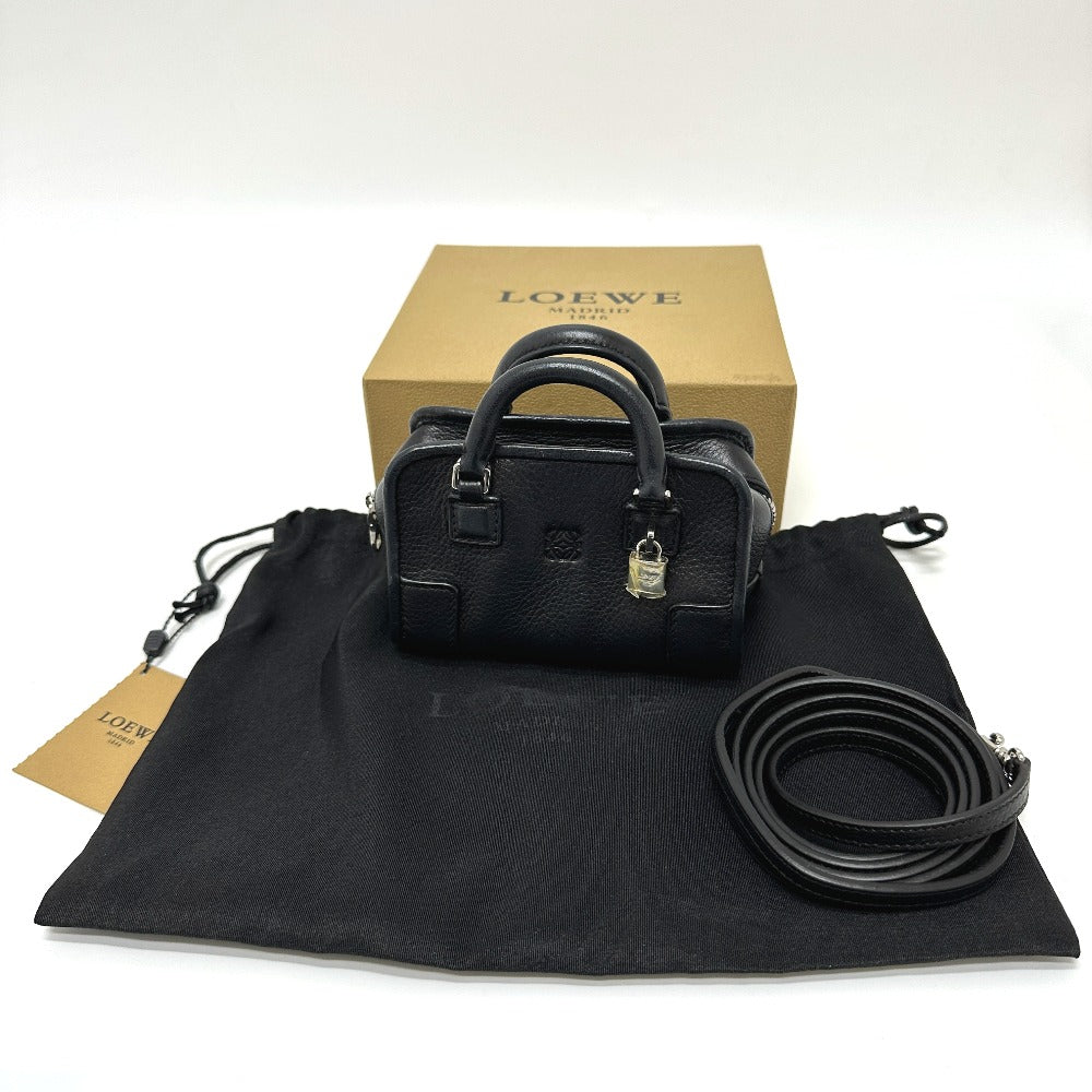 LOEWE 339.79.039 アマソナ マイクロミニ 2WAY 肩掛け 斜め掛け ショルダーバッグ レザー レディース ブラック - brandshop-reference