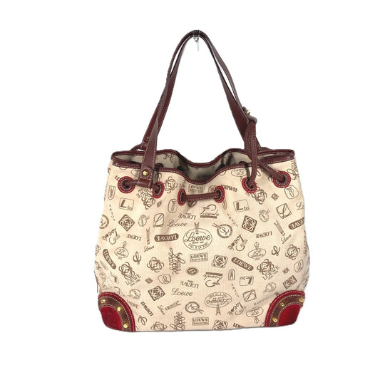 LOEWE 160周年 ロゴ アナグラム 巾着 カバン 肩掛け ショルダーバッグ キャンバス/レザー レディース ベージュ - brandshop-reference