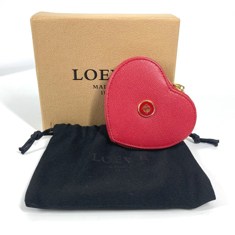LOEWE アナグラムロゴ ハート 財布 小銭入れ コインケース レザー レディース レッド - brandshop-reference