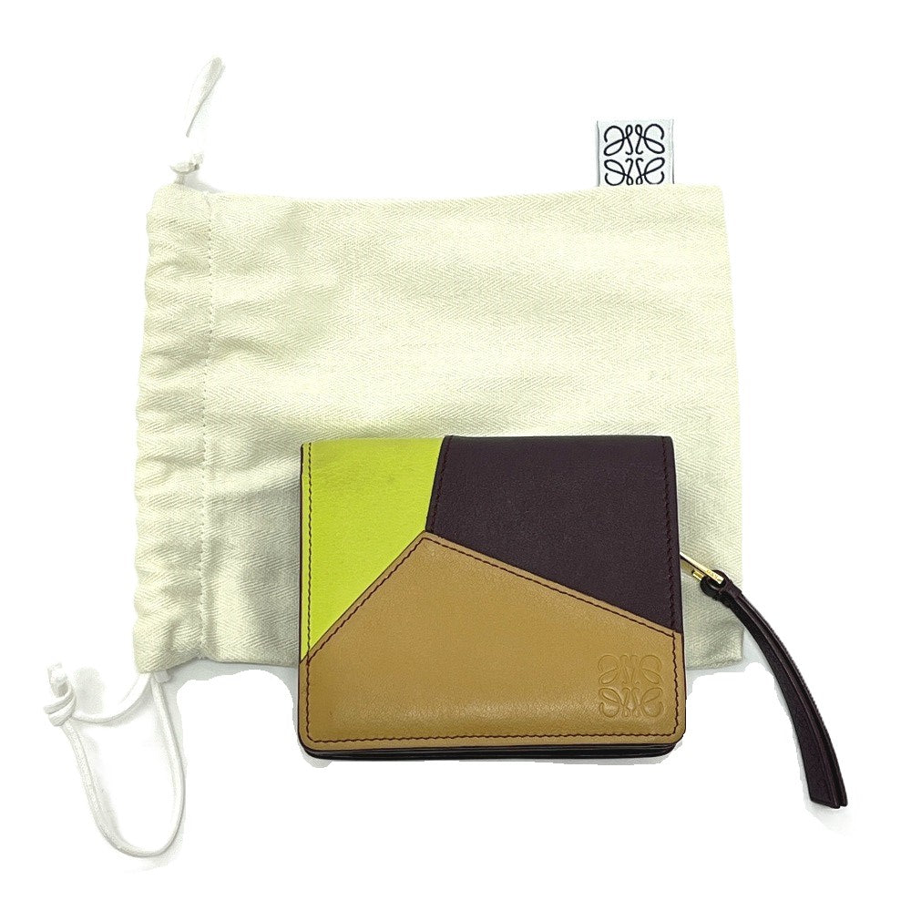 LOEWE C510Z41X01 パズル コンパクト ジップウォレット ミニ財布 二つ折り 財布 折りたたみ財布 2つ折り財布 レザー レディース マルチカラー