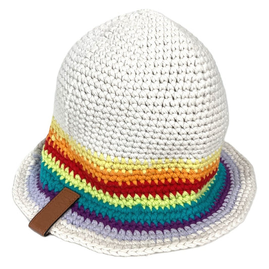 LOEWE Knitted Rainbow Logo Bucket Hat, Multicolor, Cotton, Women's