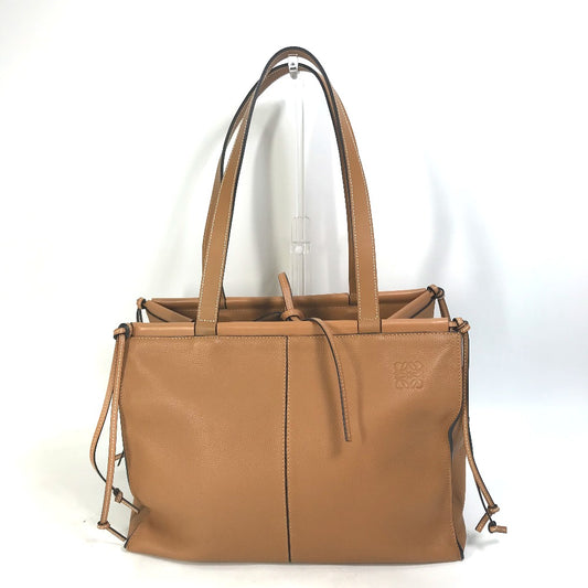 LOEWE ショルダーバッグ 肩掛け クッショントート ミディアム アナグラム トートバッグ レザー レディース キャメル ブラウン