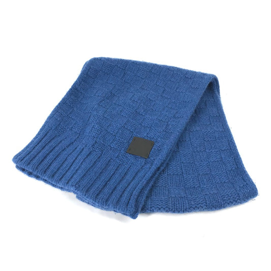 LOUIS VUITTON M75339 Echarpe Helsinki Leather Tag Cashmere Scarf Men's Blue